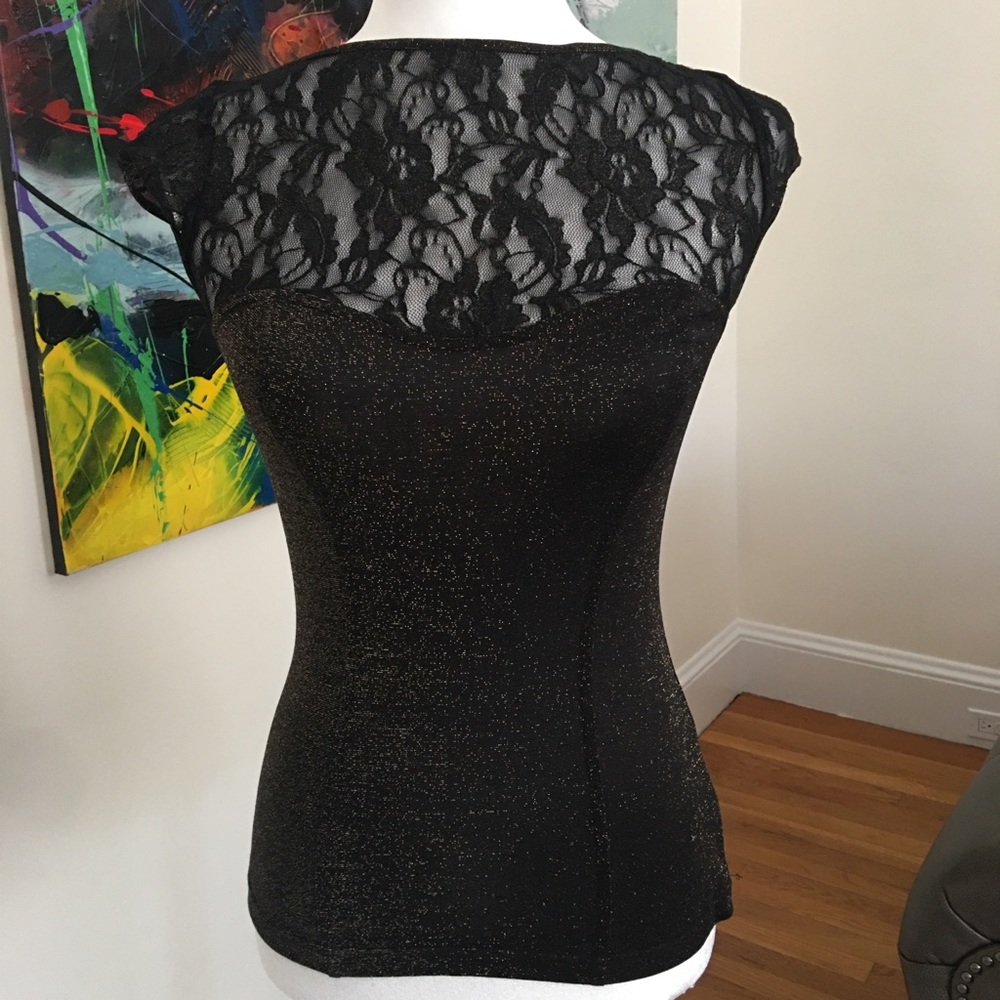 Bebe XS Metallic Gold Evening Top